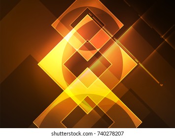 Glowing squares in the dark, digital abstract background, vector technology hi-tech template