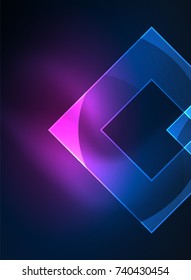 Glowing squares in the dark, digital abstract background, vector technology hi-tech template