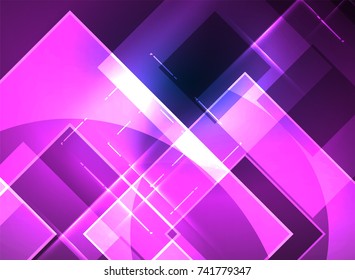 Glowing squares in the dark, digital abstract background, vector technology hi-tech 