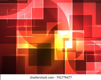 Cuadrados brillantes en el fondo oscuro, digital abstracto, tecnología vectorial plantilla de alta tecnología