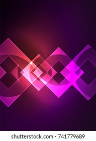 Glowing squares in the dark, digital abstract background, vector technology hi-tech template
