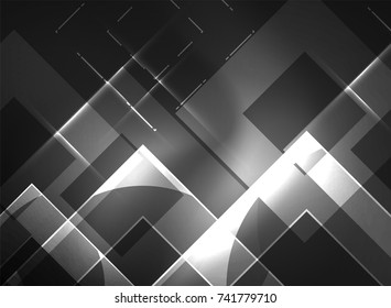 Cuadrados brillantes en el fondo oscuro, digital abstracto, tecnología vectorial plantilla de alta tecnología