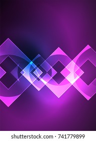 Glowing squares in the dark, digital abstract background, vector technology hi-tech template