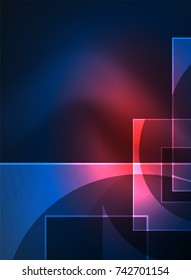 Glowing squares in the dark, digital abstract background, vector technology hi-tech template