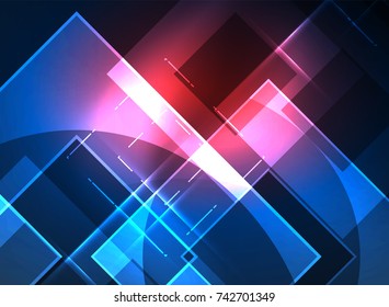 Cuadrados brillantes en el fondo oscuro, digital abstracto, tecnología vectorial plantilla de alta tecnología