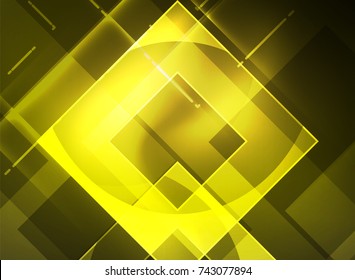 Glowing squares in the dark, digital abstract background, vector technology hi-tech template