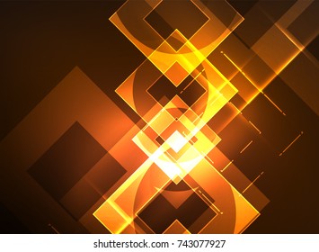Glowing squares in the dark, digital abstract background, vector technology hi-tech template