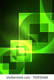 Glowing squares in the dark, digital abstract background, vector technology hi-tech template