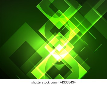 Glowing squares in the dark, digital abstract background, vector technology hi-tech template