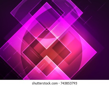 Quadrados brilhantes no escuro, fundo abstrato digital, tecnologia vetorial modelo de alta tecnologia