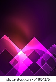 Glowing squares in the dark, digital abstract background, vector technology hi-tech template