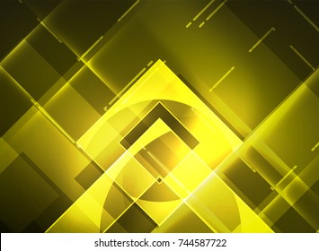 Glowing squares in the dark, digital abstract background, vector technology hi-tech template
