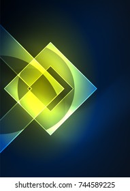 Cuadrados brillantes en el fondo oscuro, digital abstracto, tecnología vectorial plantilla de alta tecnología