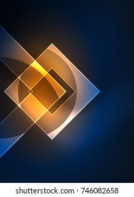 Glowing squares in the dark, digital abstract background, vector technology hi-tech template