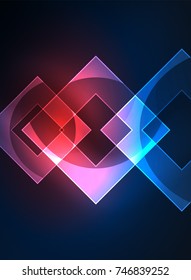 Cuadrados brillantes en el fondo oscuro, digital abstracto, tecnología vectorial plantilla de alta tecnología