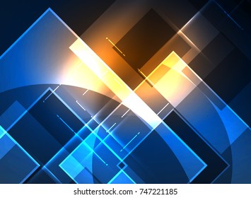 Glowing squares in the dark, digital abstract background, vector technology hi-tech template