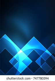 Glowing squares in the dark, digital abstract background, vector technology hi-tech template