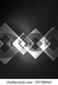 Cuadrados brillantes en el fondo oscuro, digital abstracto, tecnología vectorial plantilla de alta tecnología