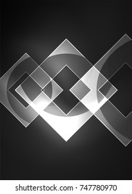 Glowing squares in the dark, digital abstract background, vector technology hi-tech template