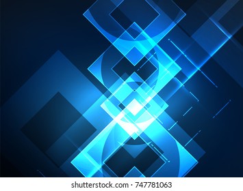 Glowing squares in the dark, digital abstract background, vector technology hi-tech template