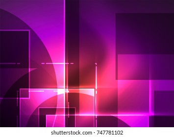 Glowing squares in the dark, digital abstract background, vector technology hi-tech template