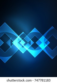 Cuadrados brillantes en el fondo oscuro, digital abstracto, tecnología vectorial plantilla de alta tecnología