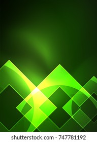 Glowing squares in the dark, digital abstract background, vector technology hi-tech template
