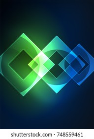 Cuadrados brillantes en el fondo oscuro, digital abstracto, tecnología vectorial plantilla de alta tecnología