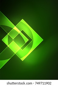 Glowing squares in the dark, digital abstract background, vector technology hi-tech template