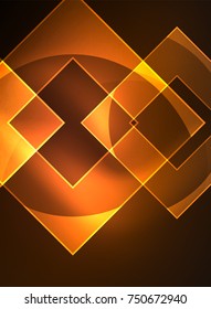 Cuadrados brillantes en el fondo oscuro, digital abstracto, tecnología vectorial plantilla de alta tecnología