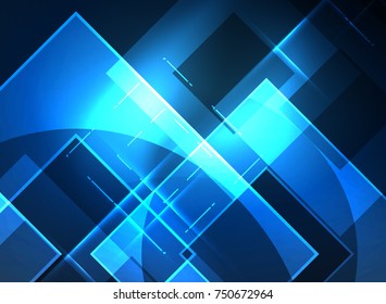 Glowing squares in the dark, digital abstract background, vector technology hi-tech template