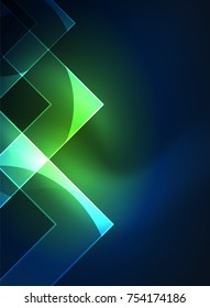 Glowing squares in the dark, digital abstract background, vector technology hi-tech template