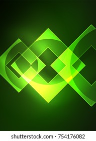 Glowing squares in the dark, digital abstract background, vector technology hi-tech template