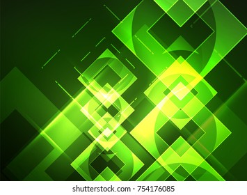 Glowing squares in the dark, digital abstract background, vector technology hi-tech template