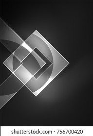 Glowing squares in the dark, digital abstract background, vector technology hi-tech template