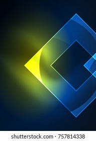 Glowing squares in the dark, digital abstract background, vector technology hi-tech template