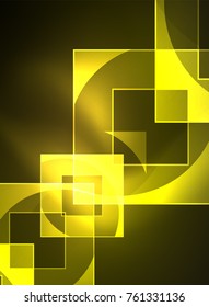 Glowing squares in the dark, digital abstract background, vector technology hi-tech template