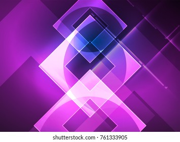 Glowing squares in the dark, digital abstract background, vector technology hi-tech template
