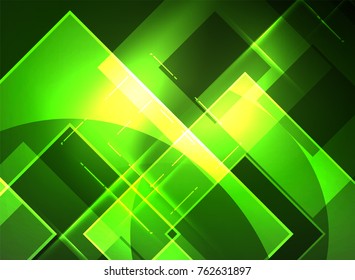 Glowing squares in the dark, digital abstract background, vector technology hi-tech template