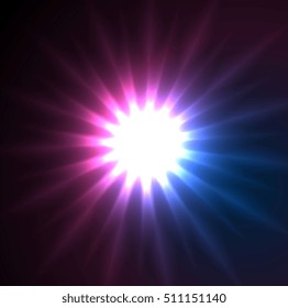 Glowing star beams abstract vector design background