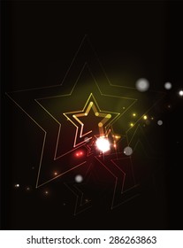 Glowing star and blending colors in dark space. Vector illustration. Abstract background