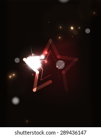 Glowing star and blending colors in dark space. Vector illustration. Abstract background