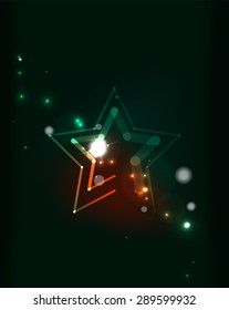 Glowing star and blending colors in dark space. Vector illustration. Abstract background