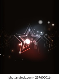 Glowing star and blending colors in dark space. Vector illustration. Abstract background