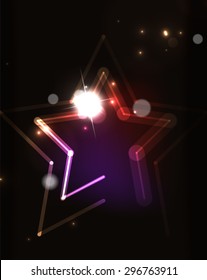 Glowing star and blending colors in dark space. Vector illustration. Abstract background