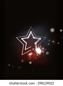 Glowing star and blending colors in dark space. Vector illustration. Abstract background