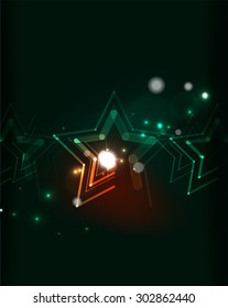 Estrella brillante y colores mezclados en el espacio oscuro. Ilustración vectorial. Antecedentes abstractos