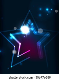 Estrela brilhante e cores de mistura no espaço escuro. Ilustração vetorial. Fundo abstrato