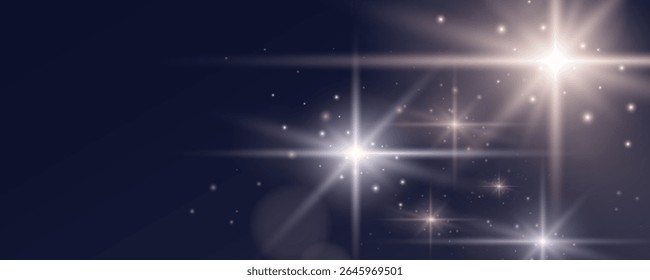 Glowing star and blinks shapes, shiny abstract symbols with sequins and beams. Vector design magic aesthetics elements set.