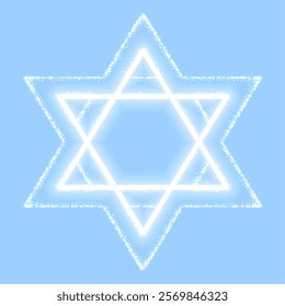 glowing star of david traditional background with neon effect vector